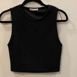 Zara Black Textured Crop Top